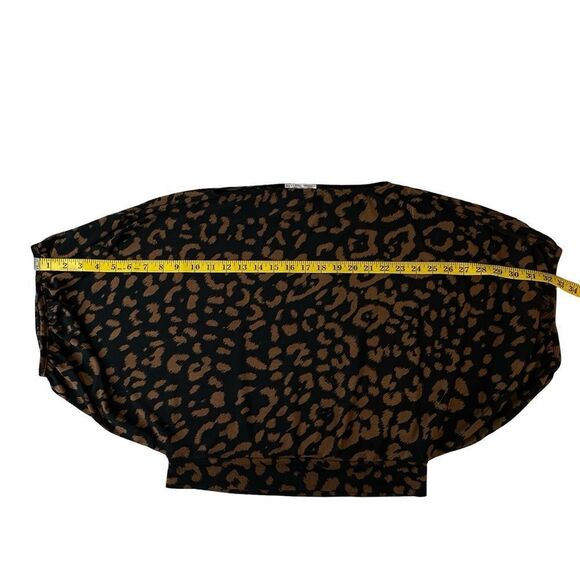 ALBERTO MAKALI Black & Brown Leopard Print Peasant Flounce Shirt Size Small - Picture 8 of 12